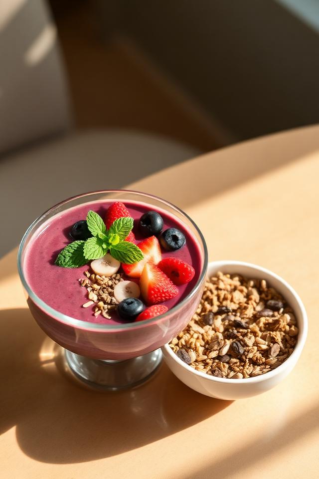 Açaí Bowl und Müsli Bowl mit frischen Früchten