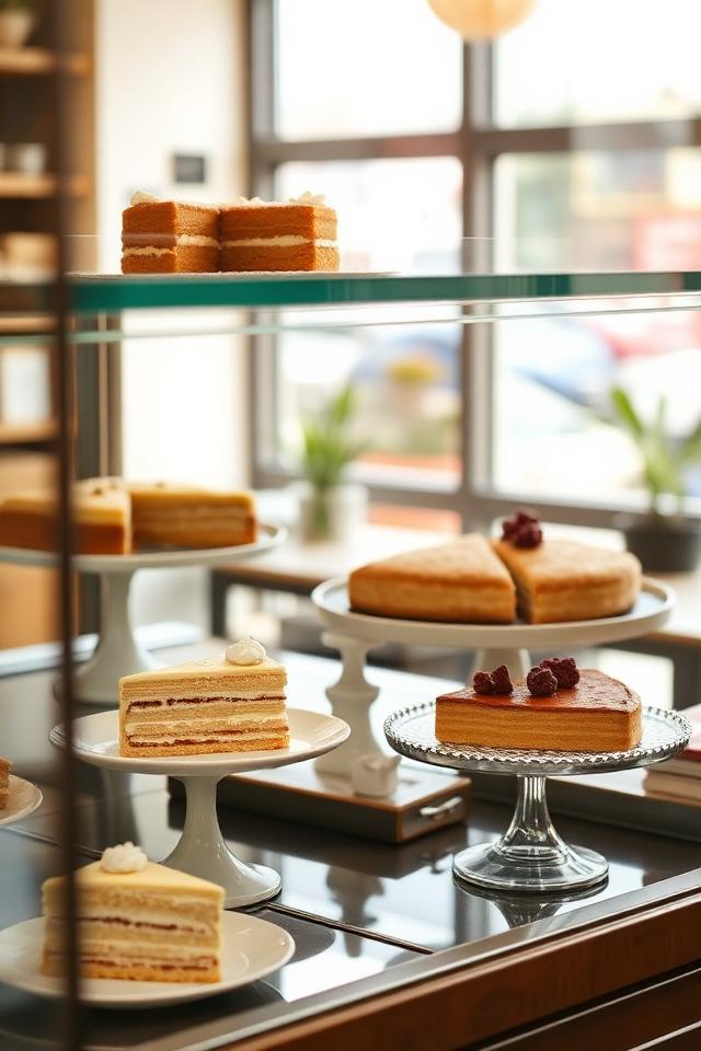 Kuchentheke mit hausgemachten Kuchenstücken