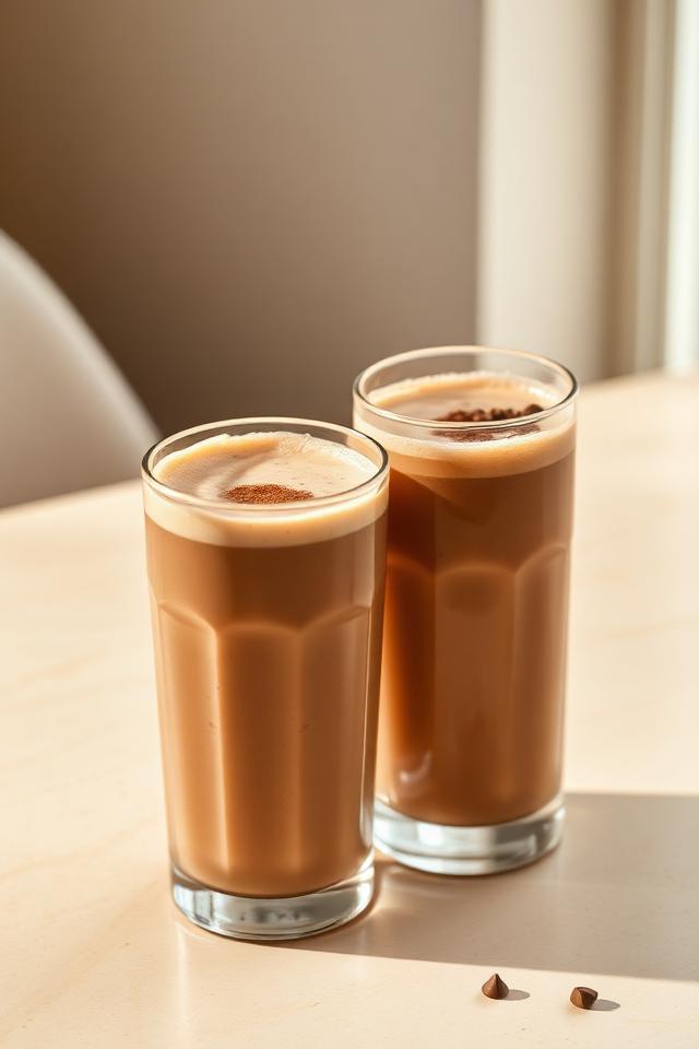 Proteinshake und Collagendrink im Glas