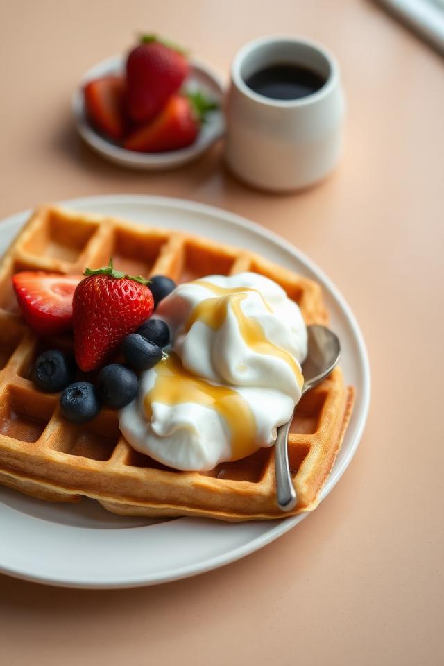 Belgische Waffel mit Beeren und Sahne